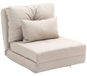 HOMCOM Divano Letto Futon Pieghevole 3 in 1 con 2 Cuscini Lavabile, Reclinabile 5 Posizioni in Lino, Beige | Aosom Italy