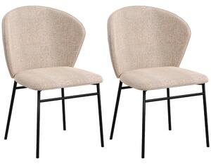 HOMCOM Set 2 Sedie Sala da Pranzo in Acciaio e Tessuto Effetto Lino, Seduta Imbottita, Schienale Curvo, Marrone Chiaro | Aosom Italy