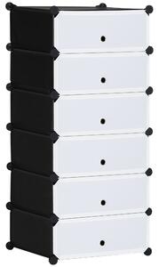 HOMCOM Scarpiera Modulare Salvaspazio con 6 Scatole in Plastica PP e Acciaio, 49x36.5x108 cm, Nero e Trasparente | Aosom Italy