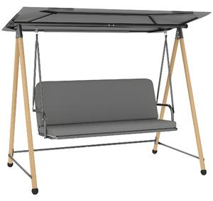 Outsunny Altalena da Giardino a 3 Posti, con Tettoia Regolabile Idrorepellente e Cuscino Removibile, Carico Massimo 360 kg, 208 x 125 x 180 cm, Grigio | Aosom Italy