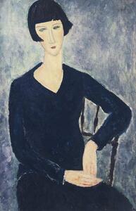 Modigliani, Amedeo - Stampa artistica Young woman with a fringe or young seated woman in blue dress, (26.7 x 40 cm)