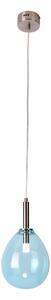Lampadario LED blu con paralume in vetro Lukka – Candellux Lighting