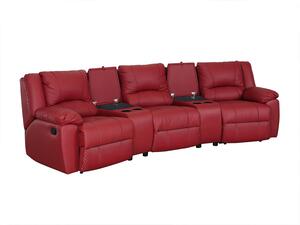 Divano relax a 3 posti in cuoio Rosso - AROMA