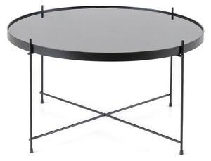 Tavolino Marissa Design twist 70x70xH40 cm, Top Nero, Base Nero, Top Vetro temperato, Base Metallo