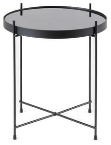Tavolino Marissa Design twist 38x38x43h, Top nero, Base nero, Top Vetro temperato, Base Metallo