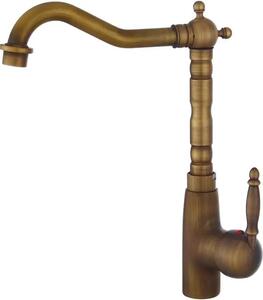 Rubinetteria per bagno - Miscelatore monocomando - Montaggio a parete - Corpo in ottone - Otturatore in ottone - Design retrò - Finitura ottone