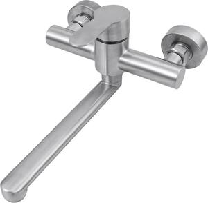 Rubinetto per lavabo - Rubinetto a parete - Bocca orientabile a 360° - Acciaio inossidabile - Cartuccia in Vetroceramica - Argento
