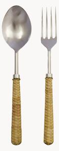 Set di 2 posate da insalata con manici in vimini Wander