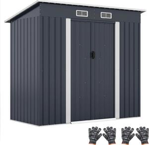 Outsunny Casetta Da Giardino In Acciaio Con Prese D'Aria E Porta Bloccabile 107 5x91x185 Cm Grigio Scuro 70198272