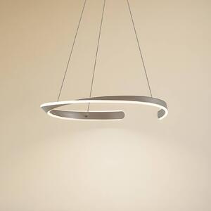 Lucande Lampada LED a sospensione Eloura, argento, Ø58cm, metallo, CCT Eloura, Alluminio / Grigio / Zincato, Soggiorno / Sala da pranzo, Metallo, Moderno