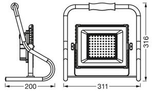 OSRAM Faro da cantiere a batteria LED OSRAM, 30 W, arancione, IP44, 4.000 K, Giallo / Arancione, Alluminio