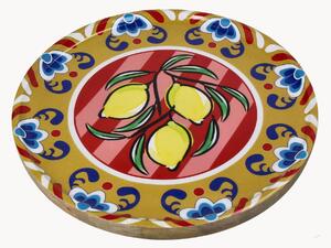 Set di 4 piatti decorativi in legno di mango Lemon