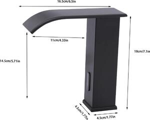 Rubinetto con sensore senza contatto - Rubinetto per lavabo - Sensore a infrarossi - Bocca a cascata - Caldo/freddo - 3 tubi flessibili 50/50/60 cm - Nero