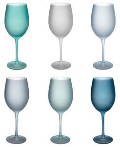 Set 6 calici Happy Hour Ocean In vetro Effetto ghiaccio Misure: � 7,5 x h. 24 cm Lavaggio a mano Capacit�: 650 ml di 6 calici in 6 sfumature di azzurro