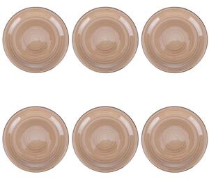 Set 6 piatti piani � 27 cm in gres dipinto a mano, terracotta, 4 Toni colore. Terracotta, salvia, indaco e sabbia