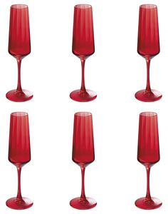 Set 6 calici Optic In vetro Lavorazione righe verticali Capacit� 510 ml Misure: � 7 x h. 24,2 cm Lavaggio a mano Non compatibile con l'uso in microonde Colore: rosso