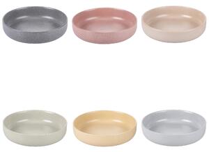 Set 6 piatti fondi Berlin In gres (stoneware) Bordo rialzato Finitura matt Decoro effetto stone Misure: � 20,5 x h. 5,5 cm Lavabile in lavastoviglie Utilizzabile nel microonde