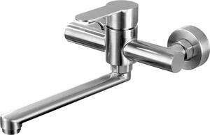 Rubinetto - Miscelatore monocomando a parete - Acciaio inossidabile - Bocca girevole a 360° - Acqua calda e fredda - Attacco G1/2 - Bianco