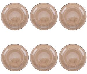 Set 6 piatti frutta, 4 Toni In gres dipinto a mano (stoneware) Con bordino marrone Misure: � 19,3 x h. 2,5 cm Lavabili in lavastoviglie Utilizzabili in microonde Colore TERRACOTTA