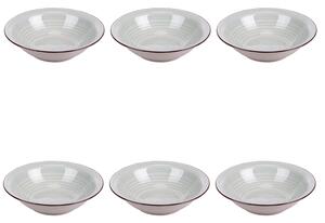 Set 6 piatti fondi, 4 Toni In gres dipinto a mano (stoneware) Con bordino marrone Misure: � 21,2 x h. 5,5 cm Lavabili in lavastoviglie Utilizzabili in microonde Colore: salvia