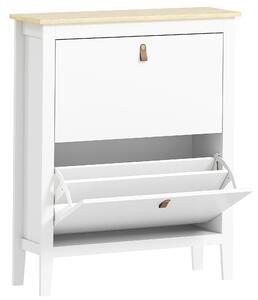 HOMCOM Scarpiera Slim 2 Cassetti per 14 Paia di Scarpe Taglia EU44 e Ripiani Regolabili, 80x24x95.5cm, Bianco