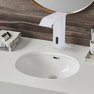 Rubinetto senza contatto - Rubinetto per lavabo - Automatico - Caldo/freddo - A infrarossi - Bocca a cascata - Bianco
