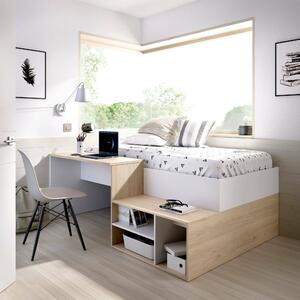 Composizione camera da letto Argh, 195x134h73 cm, Bianco e Rovere