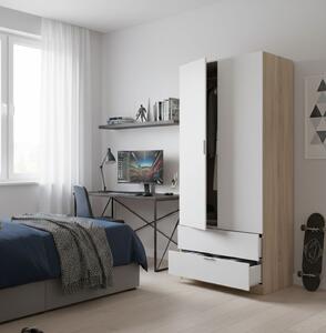 Guardaroba 2 ante bianco e rovere 81x180h cm - Appadu