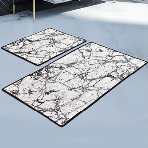 SET 2x Tappeto da bagno MARBLE 60/100 cm bianco/nero