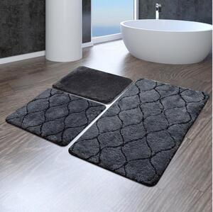 SET 3x Tappeto da bagno INFINITY 60/60/100 cm antracite