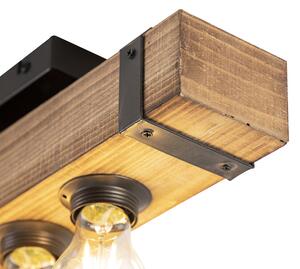 Plafoniera industriale in legno acciaio incl 4 lampadina smart E27 A60 - REENA