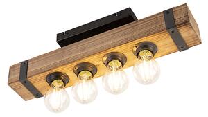 Lampada da soffitto industriale intelligente in legno e acciaio con 4 WiFi A60 - Reena