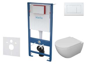 Kielle Genesis - Set con modulo di installazione, vaso WC con copriwater softclose e placca di comando Gemini III, bianco lucido 30505SS15