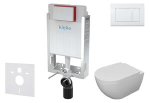 Kielle Genesis - Set con modulo di installazione, vaso WC con copriwater softclose e placca di comando Gemini III, bianco lucido 30505SZ15