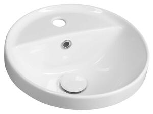 Sapho Lavabi - Lavabo, diametro 38 cm, con troppopieno e foro per rubinetto, bianco TU0652