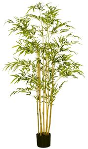 HOMCOM Bambù in Vaso Artificiale Alto 150cm, Pianta Finta Decorativa per Interno ed Esterno, Verde