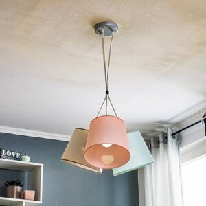Duolla Lampada sospensione Rossa, 3 luci, grigio/rosa