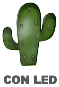 Cactus in metallo verde con led cm 25,5x30,5x5