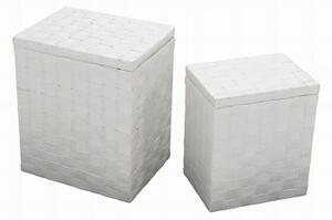 Set 2 Ceste Portabiancheria paper bianco con fodera rettangolare