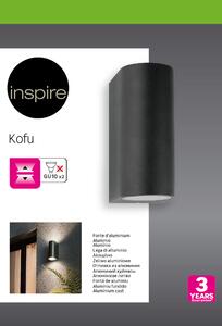 Applique Kofu in alluminio, nero, GU10 2xMAX35W IP44 INSPIRE