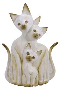 Statuina Gatto in legno bianco marrone cm 26x7xh40