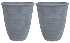 Set di 2 vasi da fiori in pietra e poliresina grigia ø 50 cm interno ed esterno per tutte le stagioni Beliani