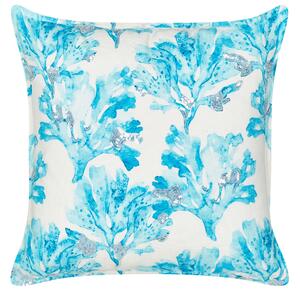 Set di 2 cuscini quadrati in cotone con motivo corallino marino bianco e blu 45 x 45 cm accessori per la casa Beliani