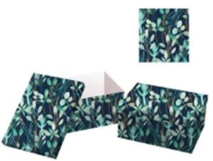 Set 10 Scatole cartone foglie blu rettangolare