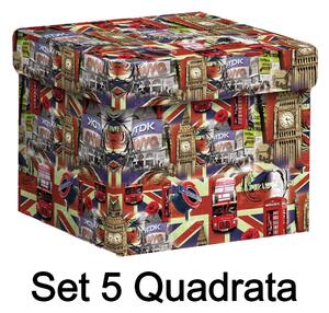 Set 5 Scatole Quadrate in Cartone London