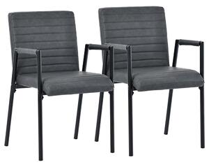 Set di 2 sedie Imbottite per Sala da Pranzo a Righe Verticali con Gambe in Metallo, 67x55x52 cm, Nero