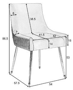 Set 2 sedie moderne in tessuto effetto velluto con Strisce Verticali e Seduta Imbottita, 54x57.5x86.5 cm, Beige