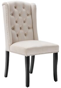 Set di 2 sedie in tessuto effetto velluto con design moderno a bottoni, 46x62x102 cm, Beige