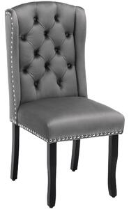 Set di 2 sedie in tessuto effetto velluto con design moderno a bottoni, 46x62x102 cm, Grigio