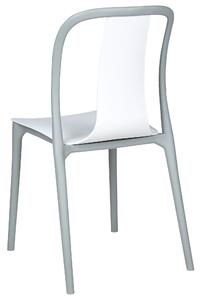 Set di 8 sedie per esterno bianche e grigie impilabili senza braccioli giardino patio terrazzo Beliani
